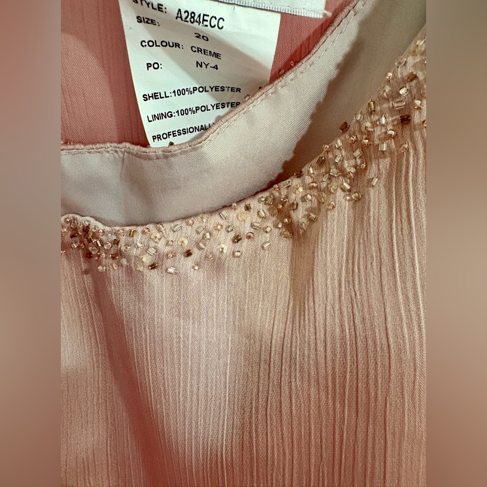 Elegant Peach Beaded 3-piece Pant Suit